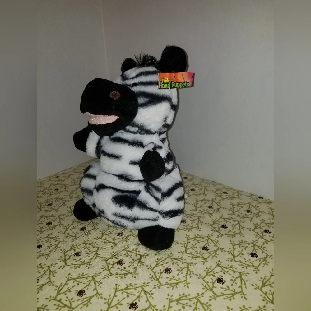 Puppet Plush Zebra Stuffed Animal  Black & White Stuffie